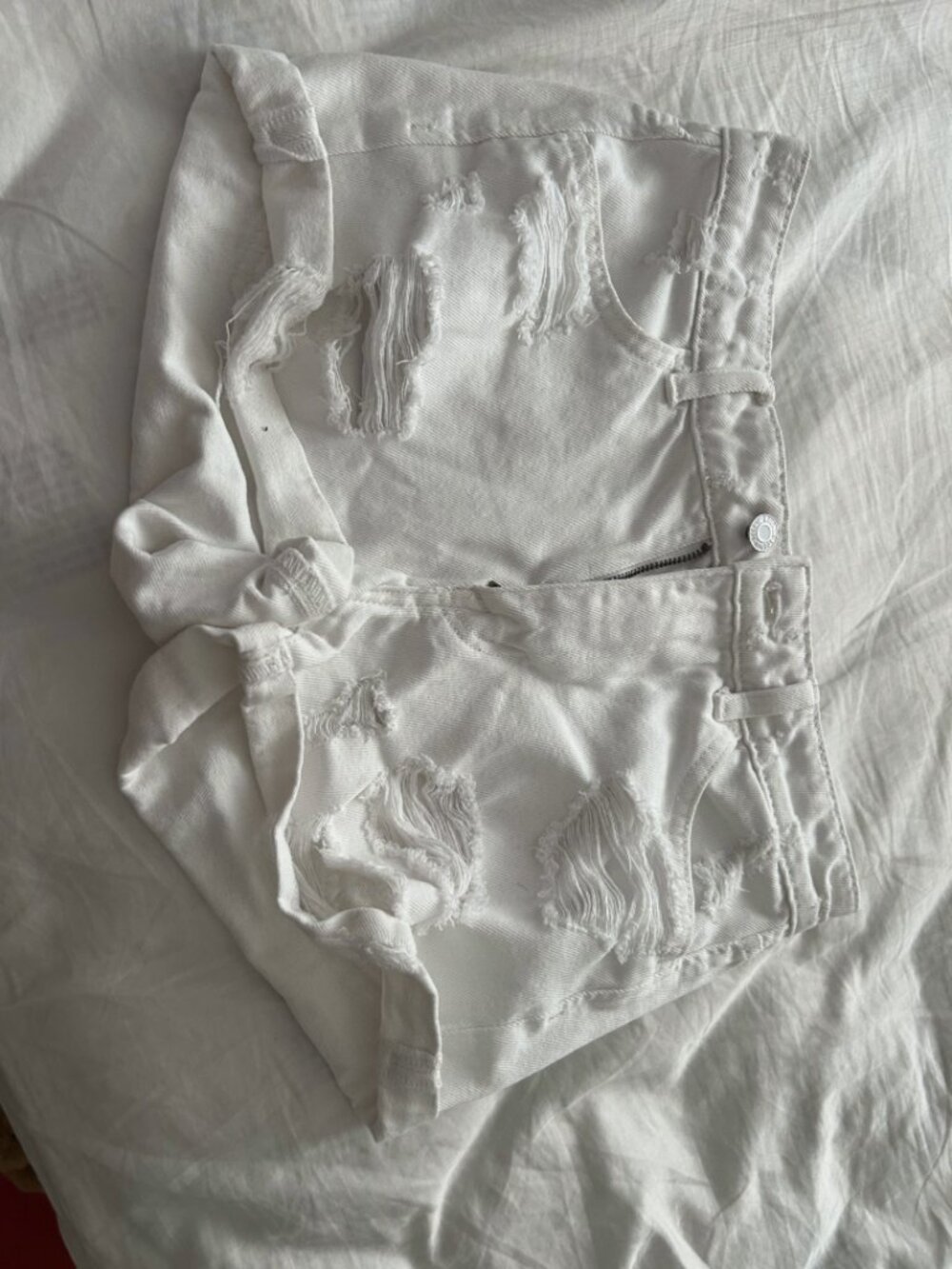 H&M White distressed denim shorts, size 2 (EUR 34)